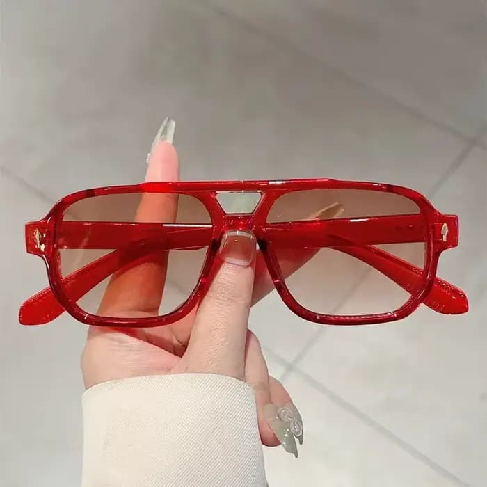 Nouvelles Lunettes de Soleil Carrées Vintage à Double Pont