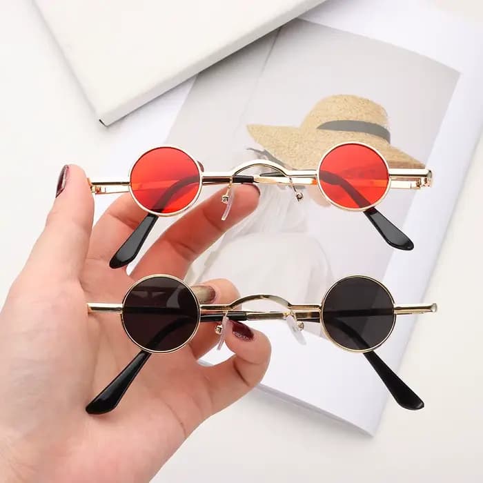 Petites lunettes de soleil rondes Rock Punk pour femmes et hommes