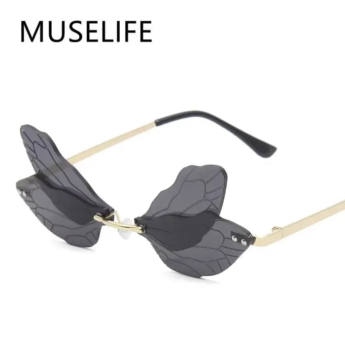 Lunettes de soleil vintage avec ailes de libellule pour homme et femme
