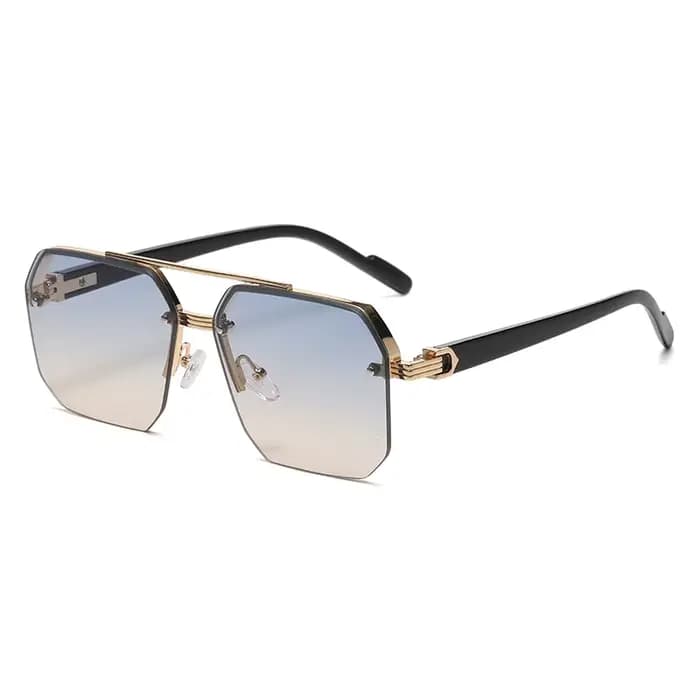Lunettes de soleil carrées en métal pour hommes