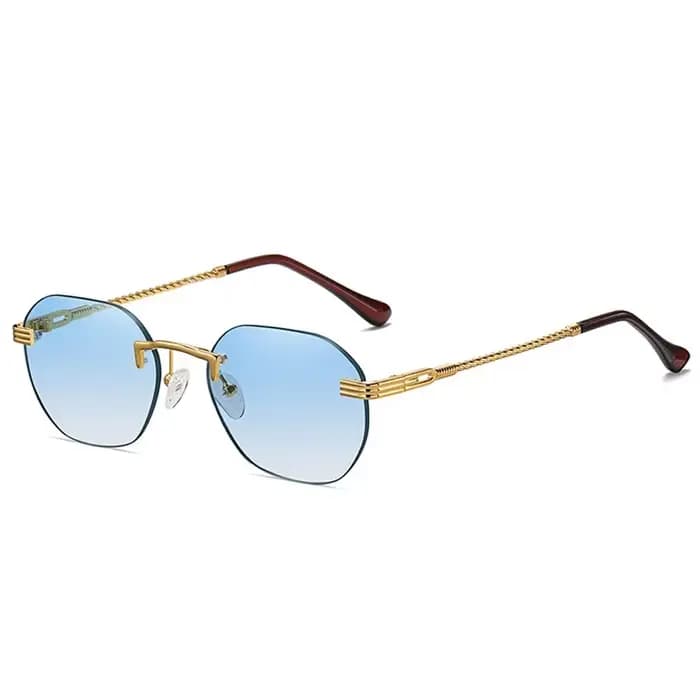 Lunettes de soleil marron sans cadre en métal doré pour femmes