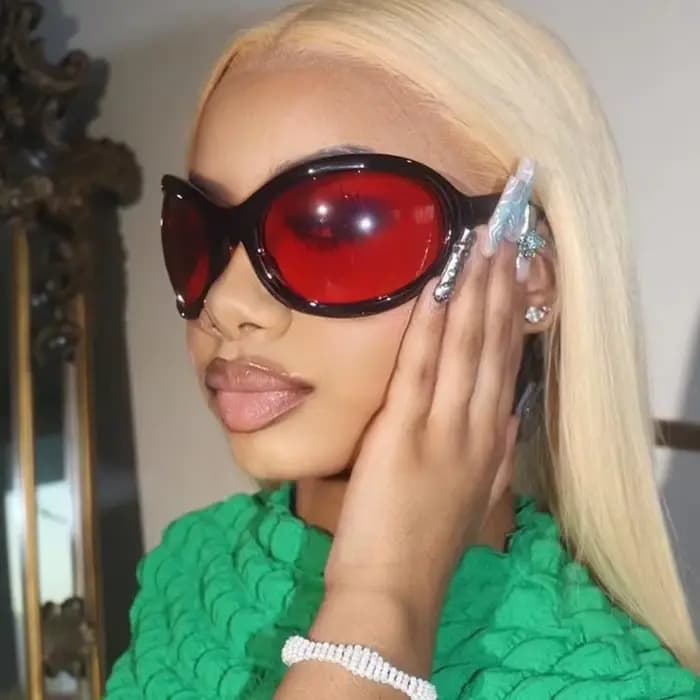Lunettes de soleil Y2K jaunes uniques pour femmes