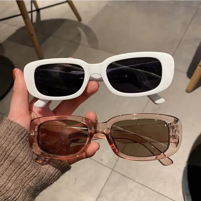 Lunettes de soleil rectangulaires blanches classiques pour femmes