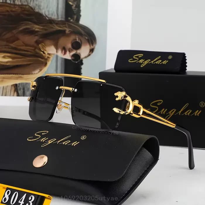 Lunettes de soleil rectangulaires sans cadre de marque de luxe américaine pour femmes hommes classiques rétro