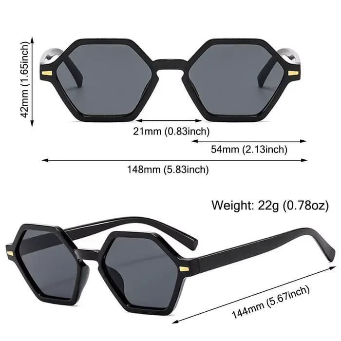 Lunettes de soleil hexagonales à petite monture