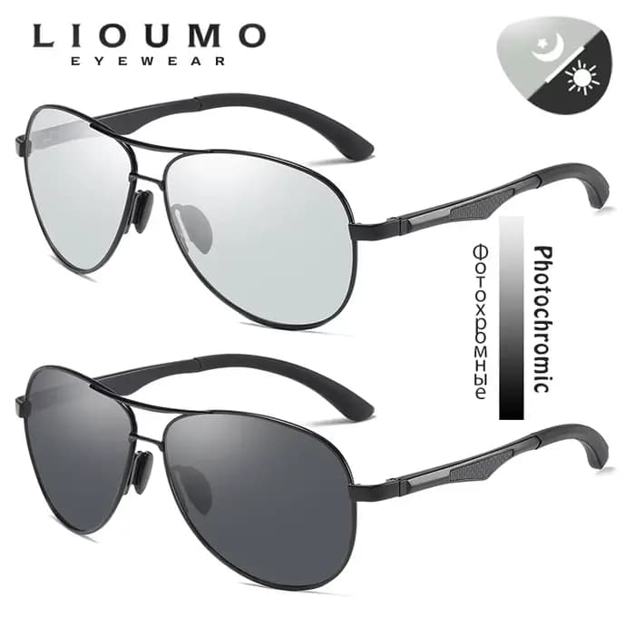 Lunettes de soleil photochromiques pilote de conception de marque classique hommes