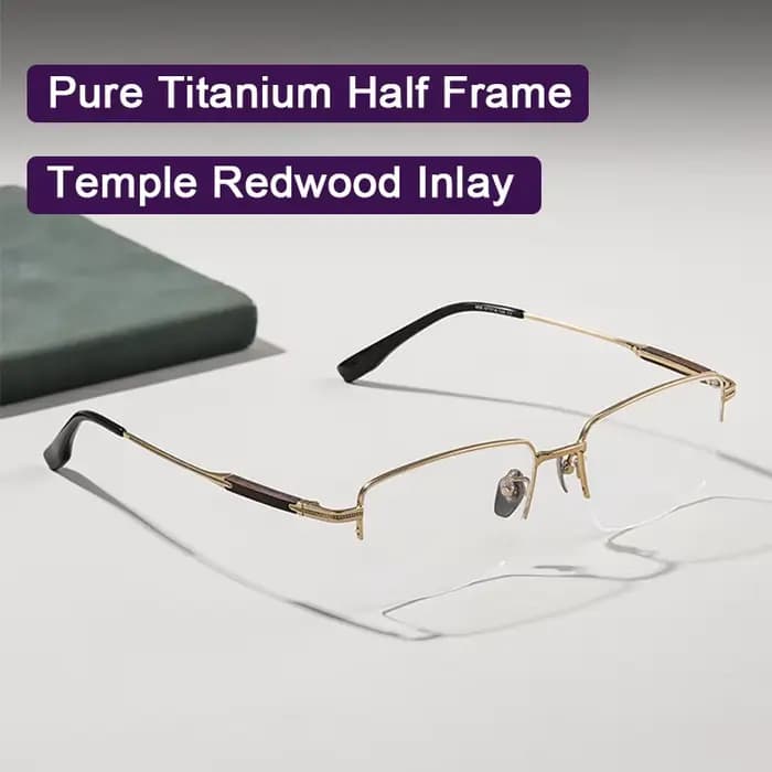 Redwood Temple Design Protection de l'environnement lunettes recyclables cadre pur titane demi-monture