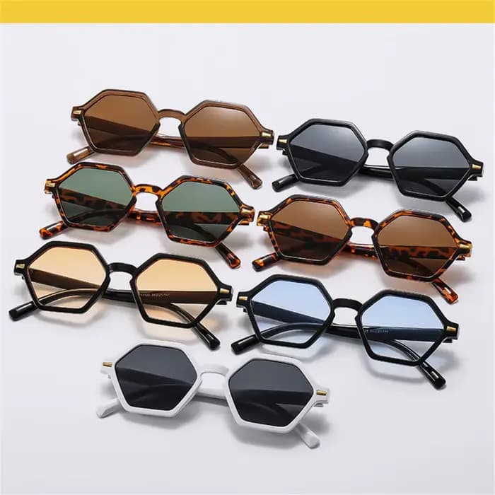 Lunettes de soleil hexagonales à petite monture