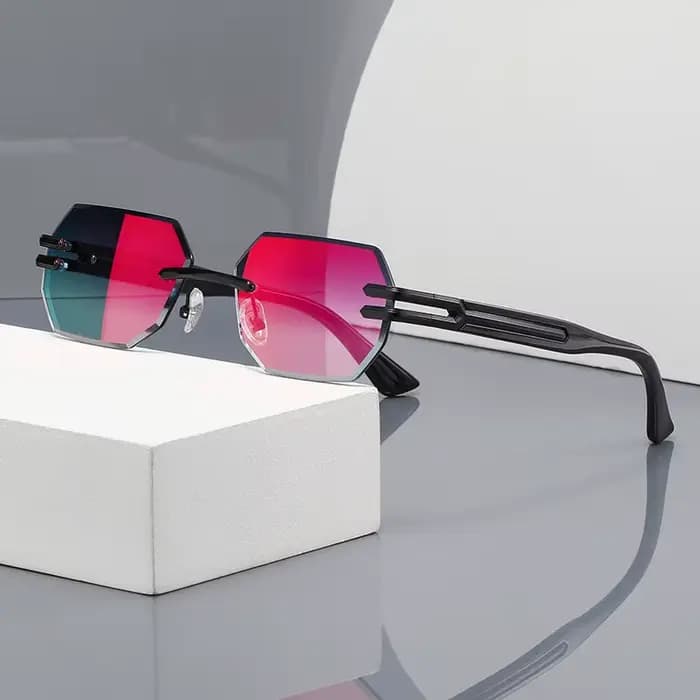 Lunettes de soleil métalliques sans monture à la mode pour hommes et femmes