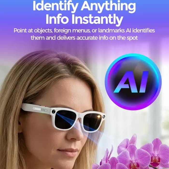 Lunettes Intelligentes AIMB-S1 avec Traduction IA, Caméra HD 8MP, Enregistrement d'Images et Conversations 4K, Lecture de Musique – Nouveauté