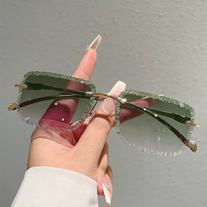 Lunettes de soleil carrées sans bords pour femmes et hommes