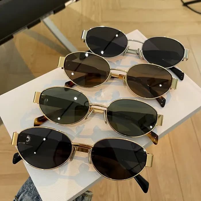 Lunettes de soleil ovales tendance pour femmes 2026 – Monture métallique de marque de luxe