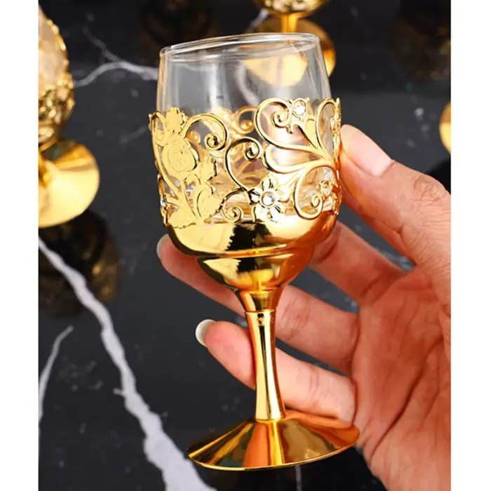 Gobelet à cadre métallique avec gravure nordique, gobelets creux pour vin doré, fournitures pour fête de mariage