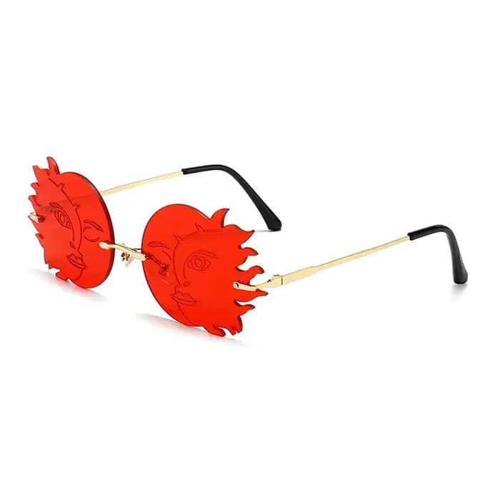 Buc& EI-Lunettes de soleil rondes irrégulières sans monture pour hommes et femmes, nuances de lunettes de soleil UV400, verres dégradés vintage, unique, mode