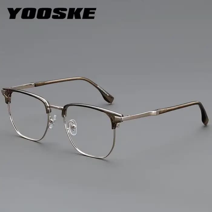 YOOSKE Retro Square Glasses Transparent Frame Eyewear Anti-blue Light Flat