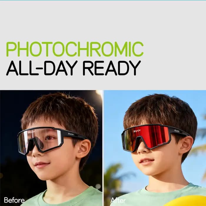 SCVCN enfants lunettes de sport UV400 lunettes de soleil photochromiques en plein air garçons filles enfants skateboard vélo baseball Golf accessoires