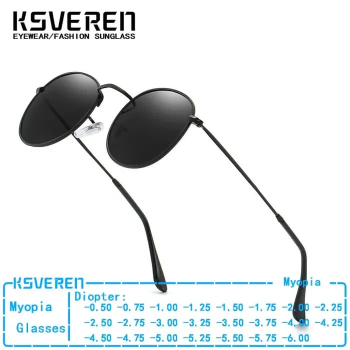 Lunettes de soleil rondes en métal teinté pour myopie