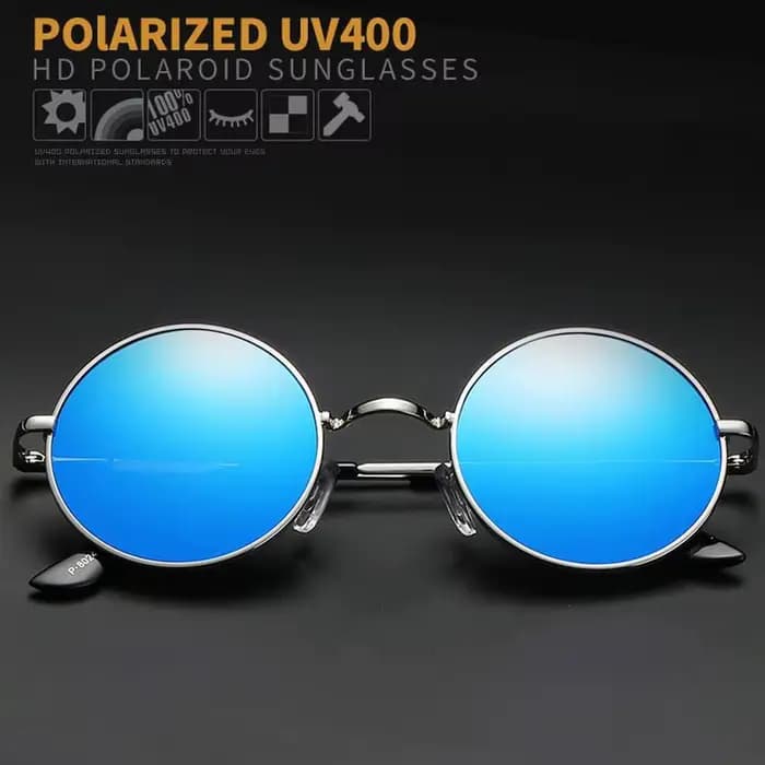 Dokly-Lunettes de soleil polarisées rondes vintage, verres noirs, UV400