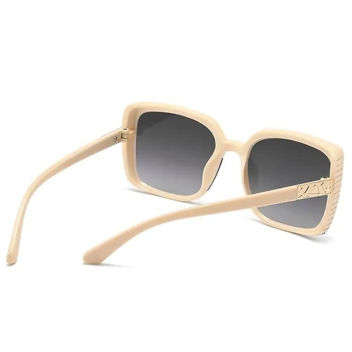 Nouvelles lunettes de soleil carrées élégantes de couleur beige à monture large