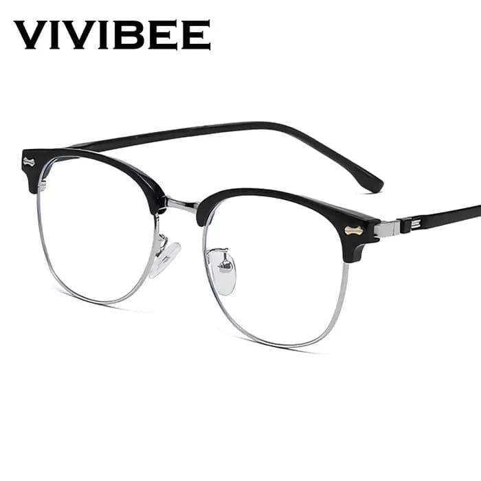 VIVIBEE rétro Semi sans monture bleu lumière bloquant lunettes hommes TR90 Vintage Anti ordinateur rayon filtre jeu