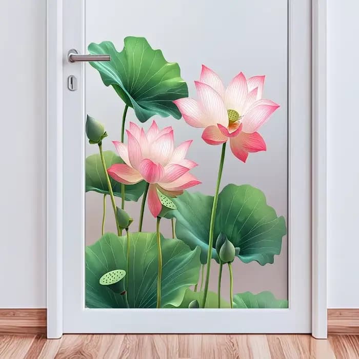 Autocollant mural en verre à motifs de fleurs et de feuilles, amovible, auto-adhésif, en PVC, pour salle de bain, bureau, chambre à coucher, décoration de confidentialité, imperméable