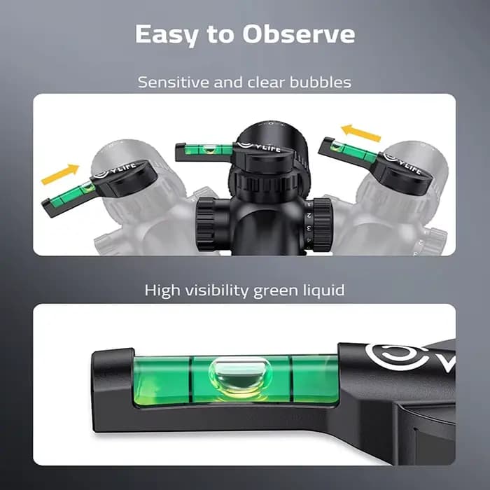 Kit de nivellement pour lunette avec bases magnétiques, niveau à bulle haute visibilité et structure métallique robuste pour accessoires optiques de chasse