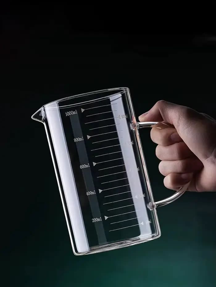 Tasse à mesurer en verre avec poignée, bécher de laboratoire résistant à la chaleur, tasse à mesurer pour café au lait de cuisine, 1/2 pièces, 250/350/500/1000ml