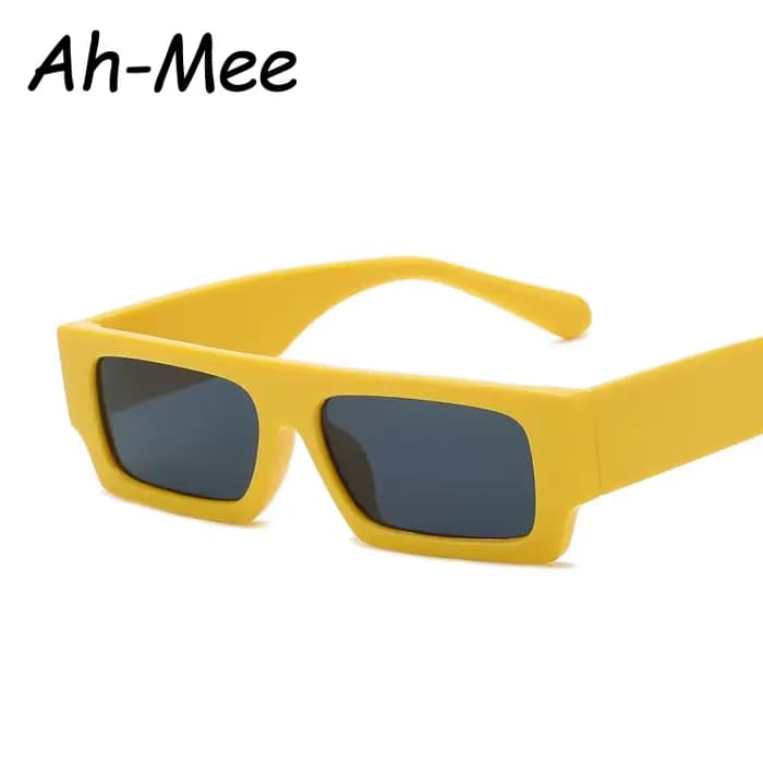 Mode petites montures lunettes de soleil carrées hommes femmes rétro nuances Rectangle Vintage jaune noir