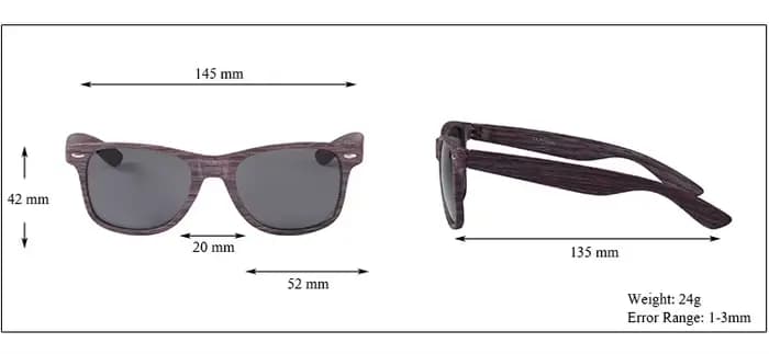 Lunettes de soleil KIDIN imitation grain de bois style Wayfarer pour hommes et femmes