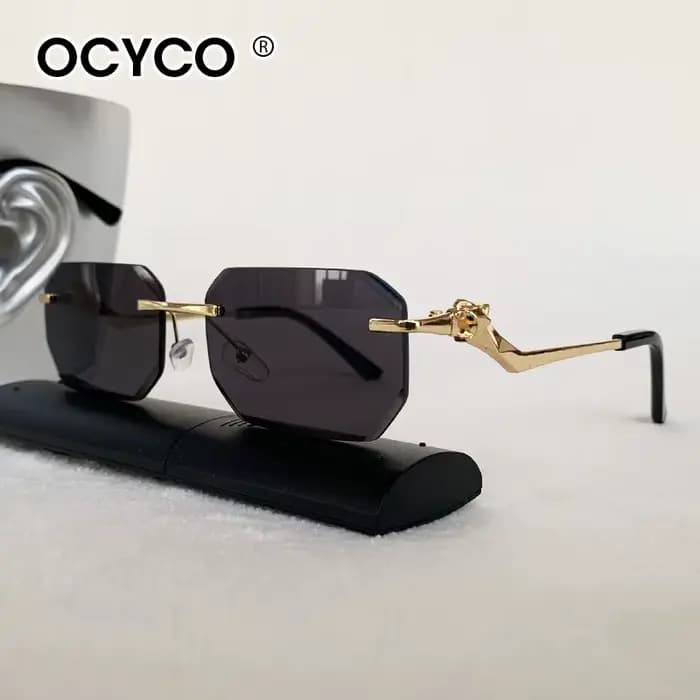Lunettes de soleil rectangulaires sans bords pour hommes