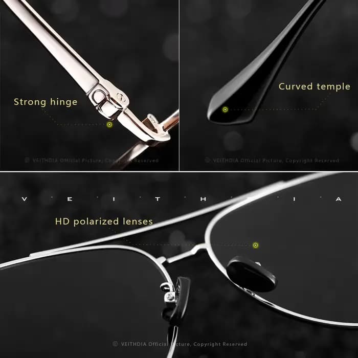 Lunettes de soleil vintage polarisées UV400 pour homme et femme