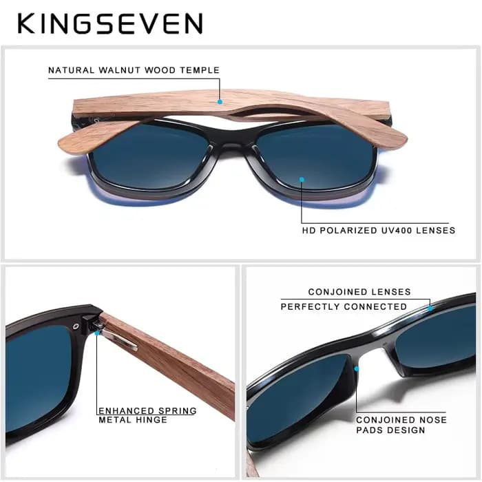 KINGSEVEN 2024 lunettes de soleil de luxe en bois de noyer polarisé