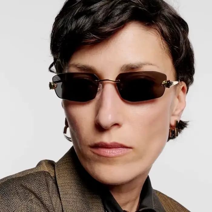 Lunettes de soleil sans monture tête de léopard pour femmes et hommes 2026 – Design vintage punk de marque de luxe