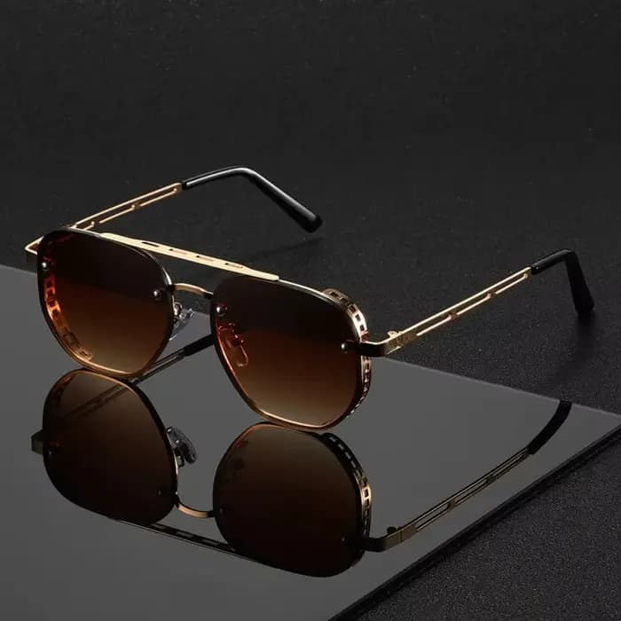 Lunettes de soleil classiques et tendance à double barre en métal