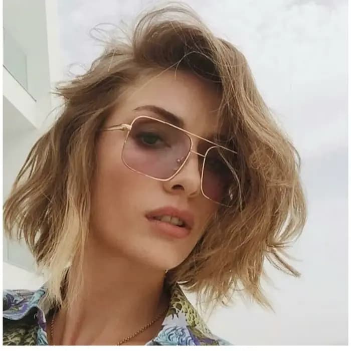 Lunettes de soleil surdimensionnées en métal pour femmes