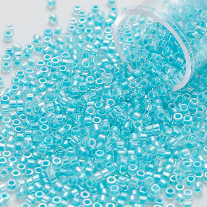 Perles de verre de 2mm, couleurs teintes à l'intérieur, avec AB blanc crème, 1200 pièces/Tube, accessoires pour vêtements, cadeaux de couture faits à la main