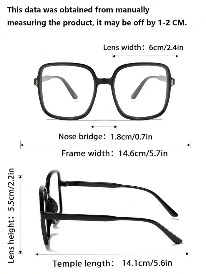 Lunettes carrées surdimensionnées sans Prescription