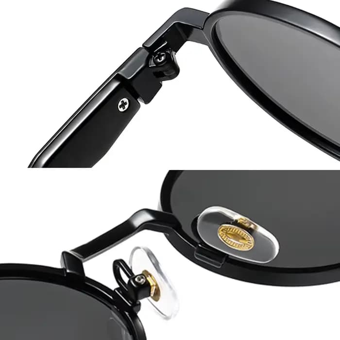 Lunettes de soleil ovales en métal elliptique pour femmes