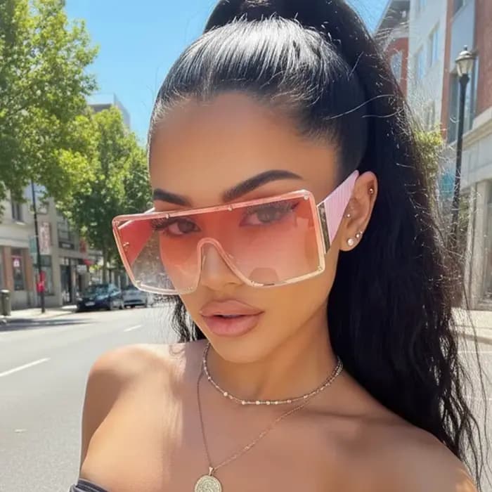 Lunettes de soleil futuristes à grande monture
