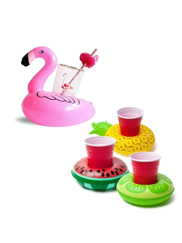 Porte-gobelet gonflable Flamingo Cowijk pour piscine et fête, flotteurs à cliquetis, 15 pièces