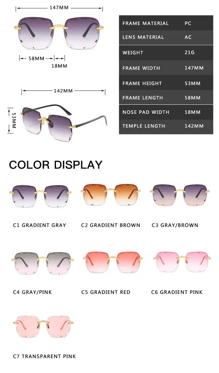 Lunettes de soleil carrées sans monture pour hommes et femmes, lunettes de soleil rouges, créateur de marque de luxe, été, mode, UV400, nuances Oculos
