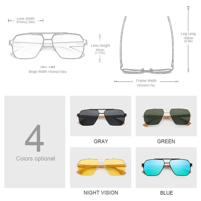 Lunettes de soleil en bois pour hommes et femmes