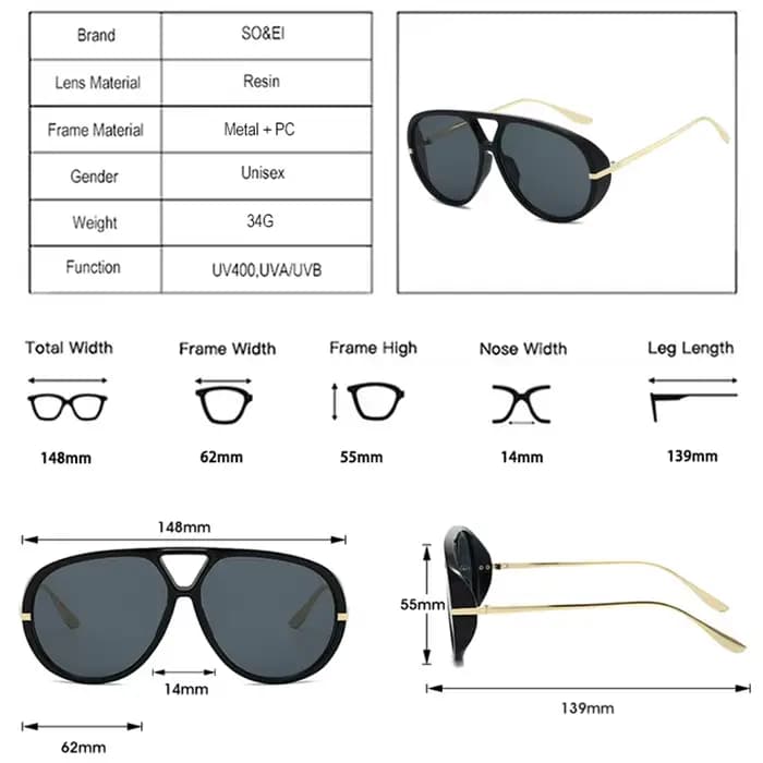 SO & EI Ins mode populaire Double ponts pilote femmes surdimensionné lunettes de soleil rétro couleur bonbon dégradé