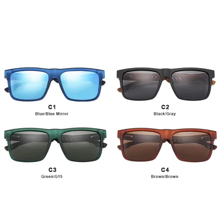 HU WOOD nouvelles lunettes de soleil carrées de haute qualité pour hommes polarisées UV400 mode