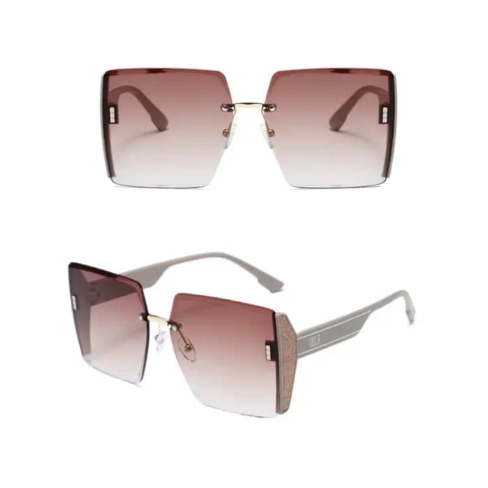 Lunettes de soleil rétro carrées sans cadre pour femmes