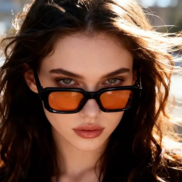 Lunettes de soleil vintage à monture rectangulaire pour femmes