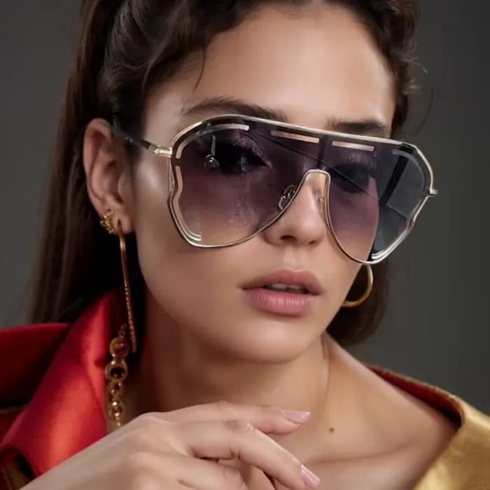 Lunettes de soleil à monture large en alliage pour hommes et femmes