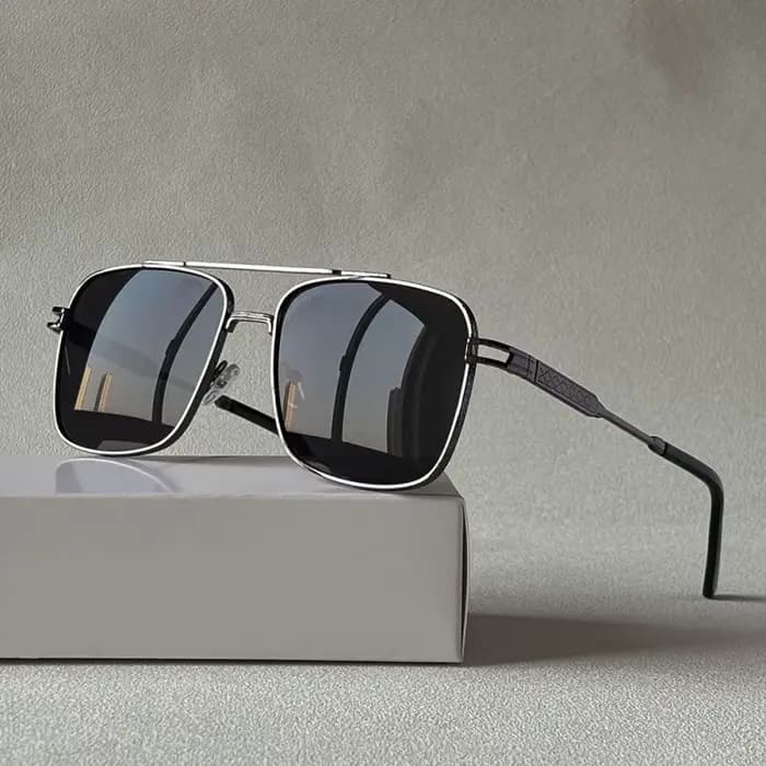 Lunettes de soleil carrées élégantes à Double pont