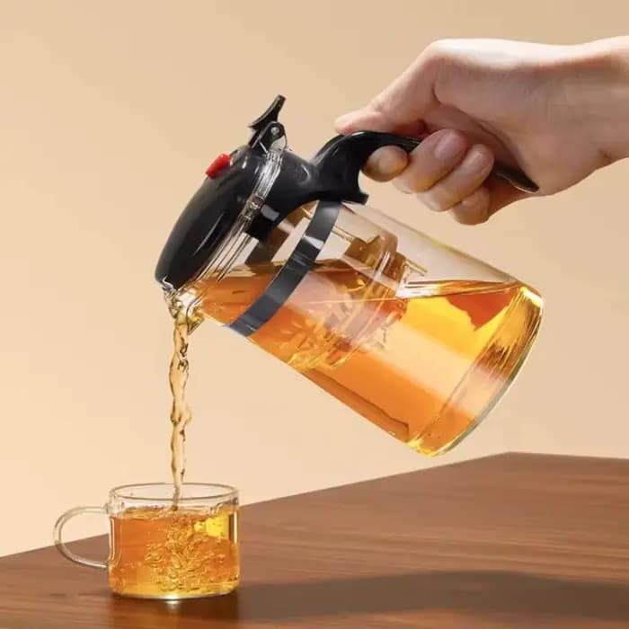 Théière créative en verre borosilicate de 750 ml avec filtre, grande capacité, pour la maison et le bureau, avec couvercle et tasse flottante pour un thé parfait