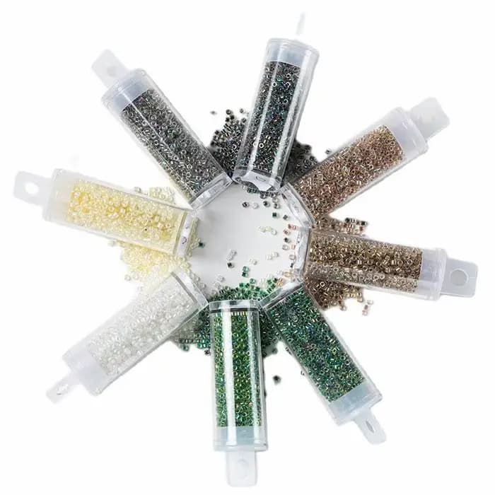 Perles de verre de 2mm, couleurs teintes à l'intérieur, avec AB blanc crème, 1200 pièces/Tube, accessoires pour vêtements, cadeaux de couture faits à la main